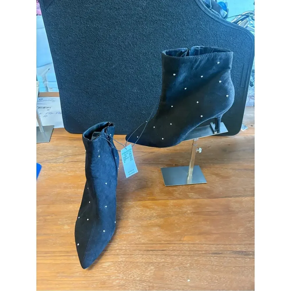 Maurices Liza Black Rhinestone Ankle Boots Size 8 NWT